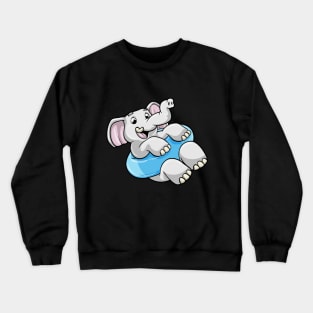 Elephant at Swimming with Swimming ring Crewneck Sweatshirt